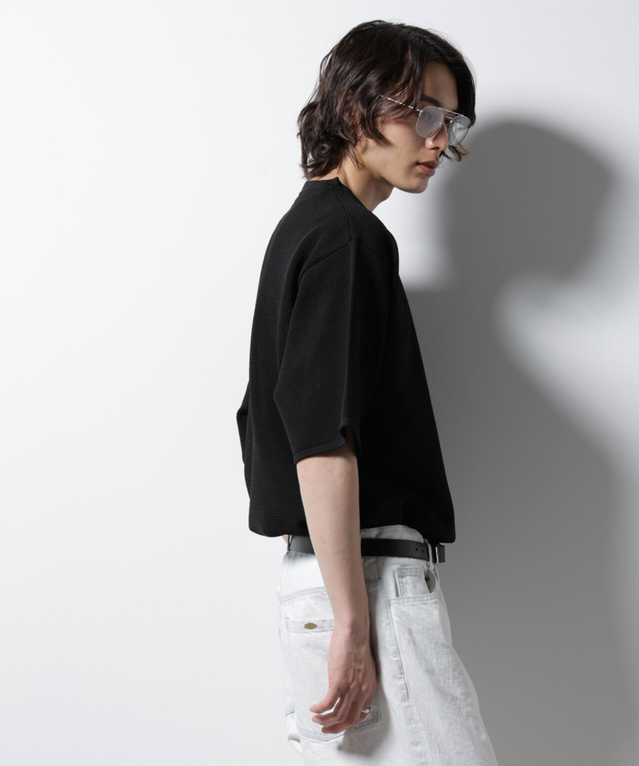 スポンディッシュ メッシュ クルーネックニットTEE
