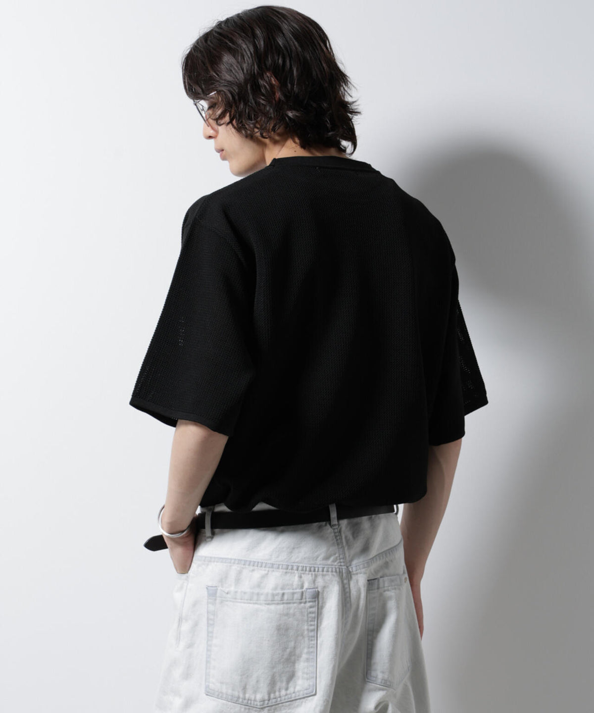 スポンディッシュ メッシュ クルーネックニットTEE