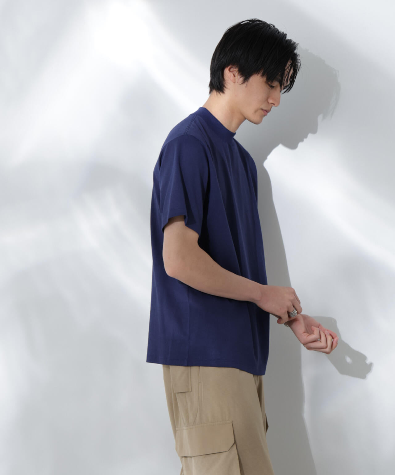 Anti Soaked(R) 汗染み防止 モックネックレギュラーシルエットTシャツ