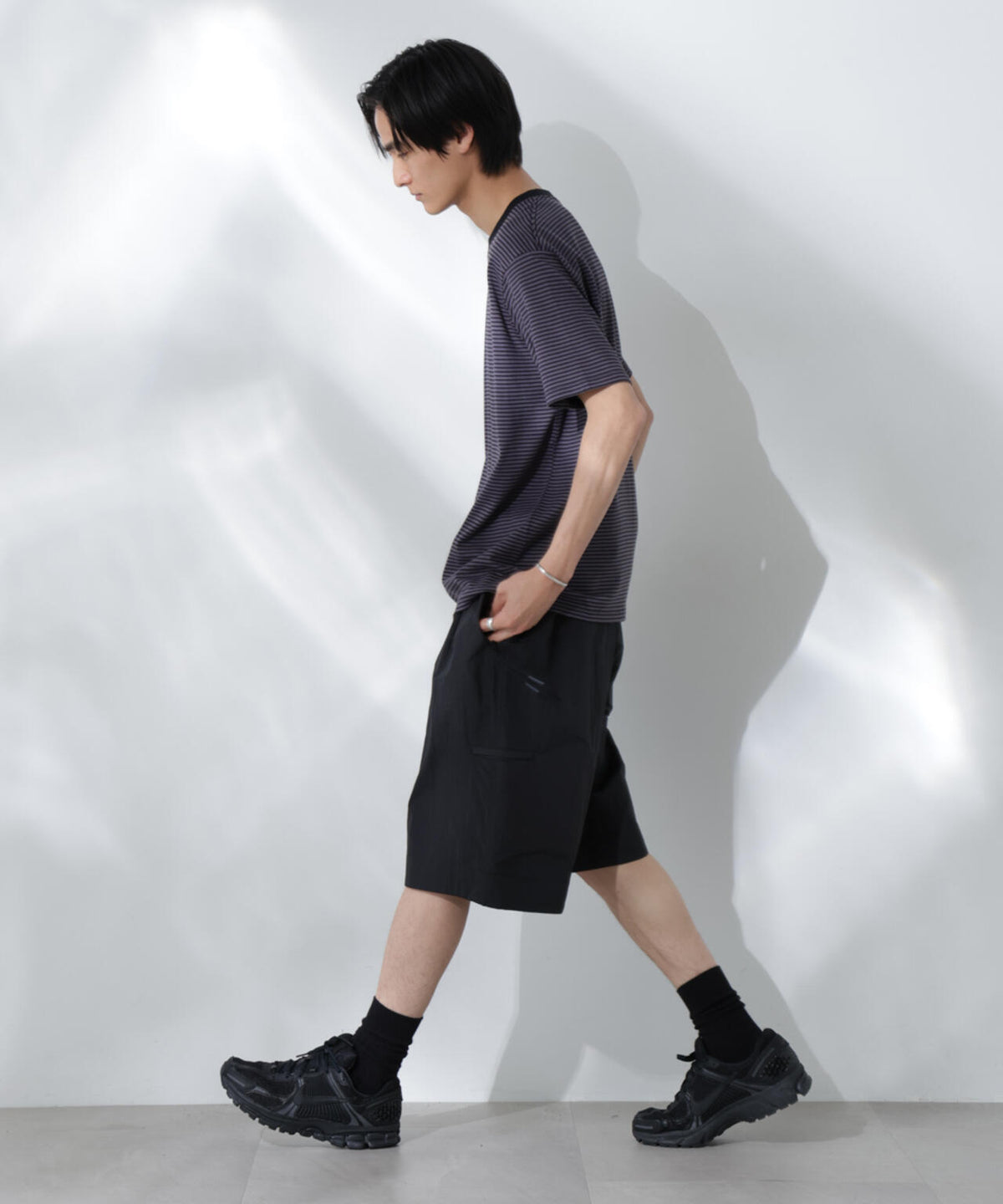 Anti Soaked(R) 汗染み防止 ボーダーミドルシルエットTシャツ