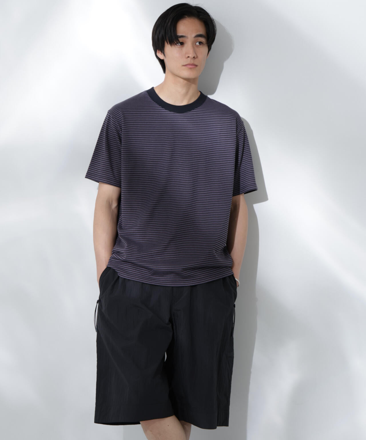 Anti Soaked(R) 汗染み防止 ボーダーミドルシルエットTシャツ