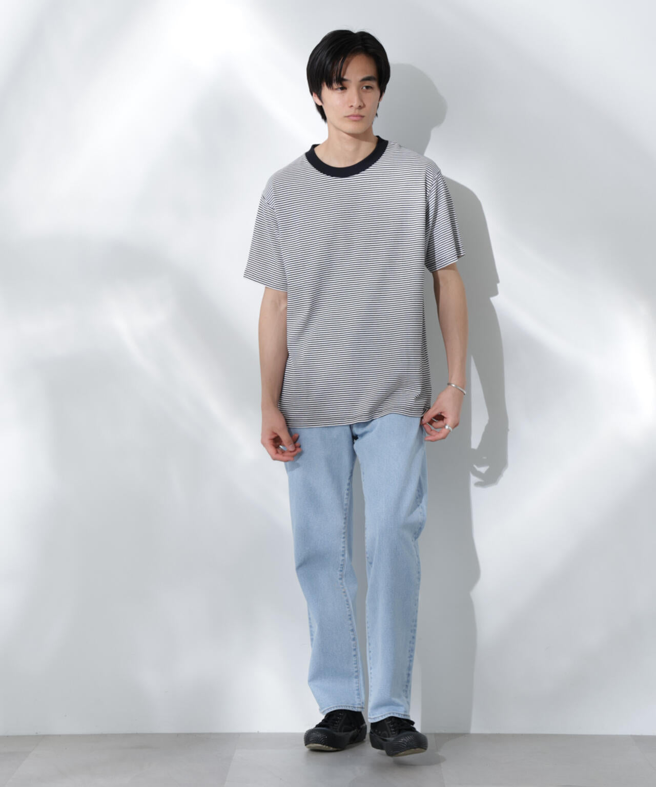 Anti Soaked(R) 汗染み防止 ボーダーミドルシルエットTシャツ