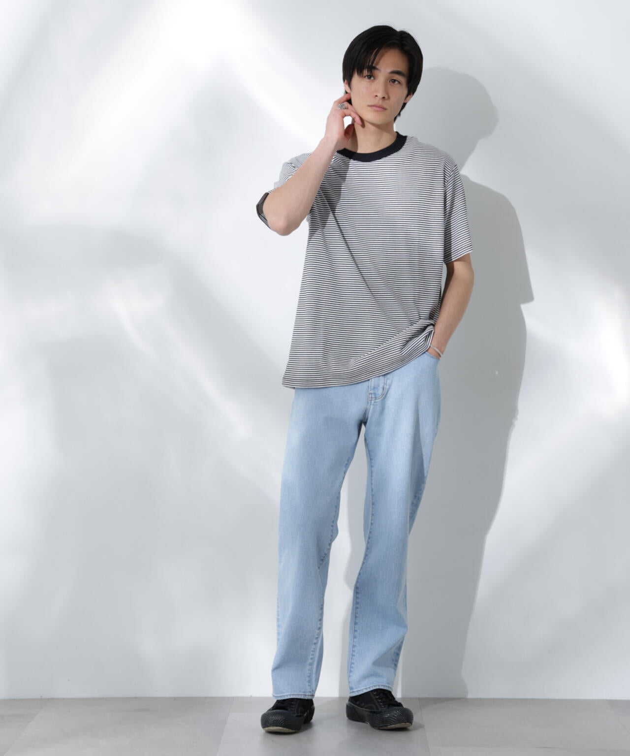 Anti Soaked(R) 汗染み防止 ボーダーミドルシルエットTシャツ
