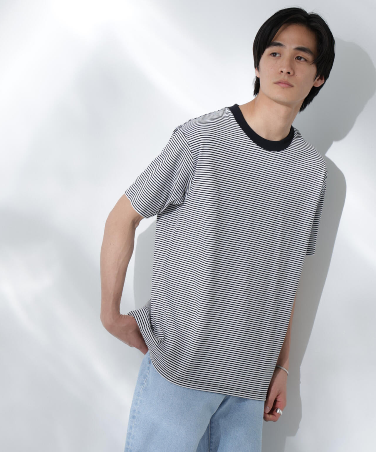 Anti Soaked(R) 汗染み防止 ボーダーミドルシルエットTシャツ
