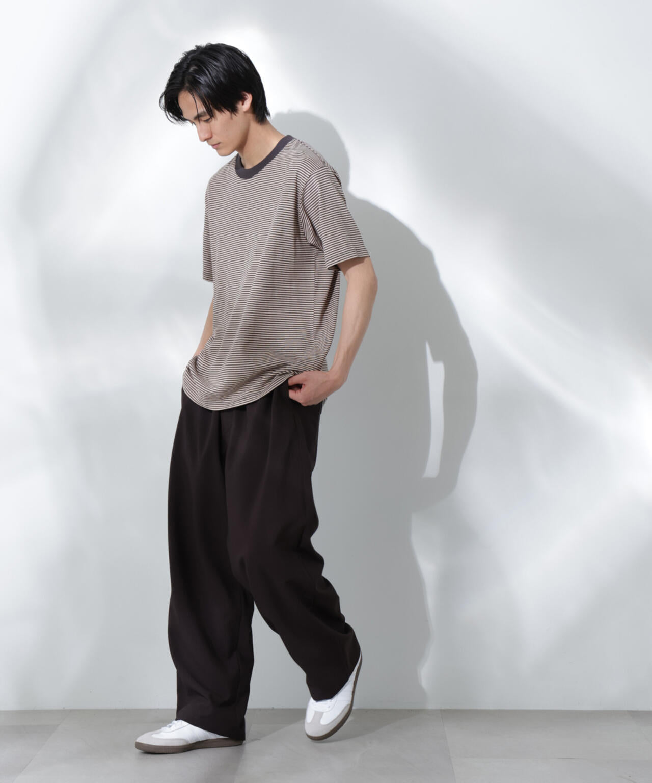 Anti Soaked(R) 汗染み防止 ボーダーミドルシルエットTシャツ