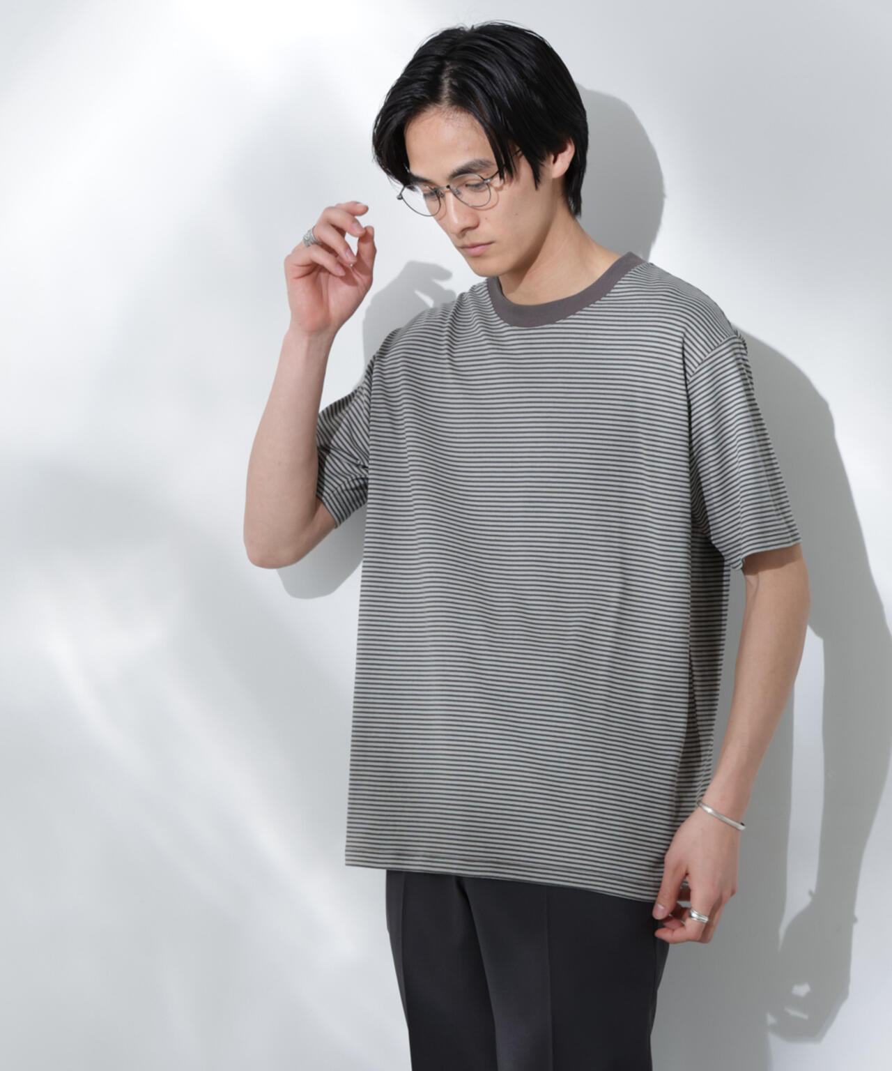 Anti Soaked(R) 汗染み防止 ボーダーミドルシルエットTシャツ