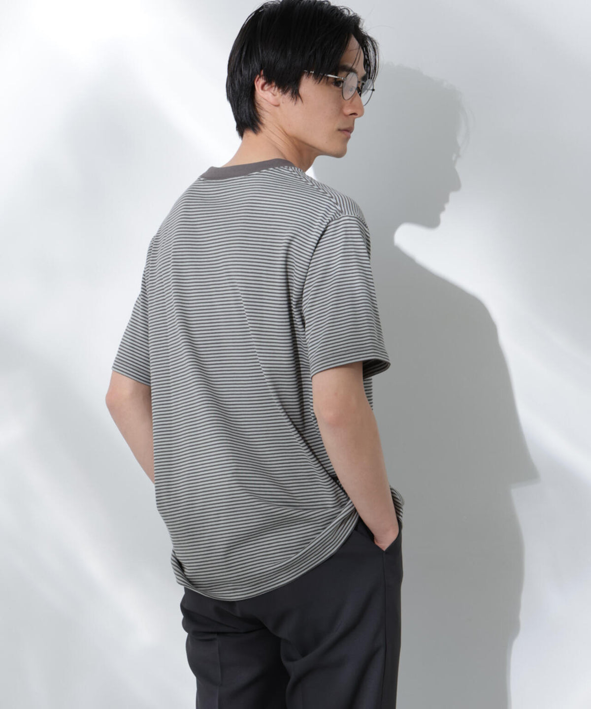 Anti Soaked(R) 汗染み防止 ボーダーミドルシルエットTシャツ