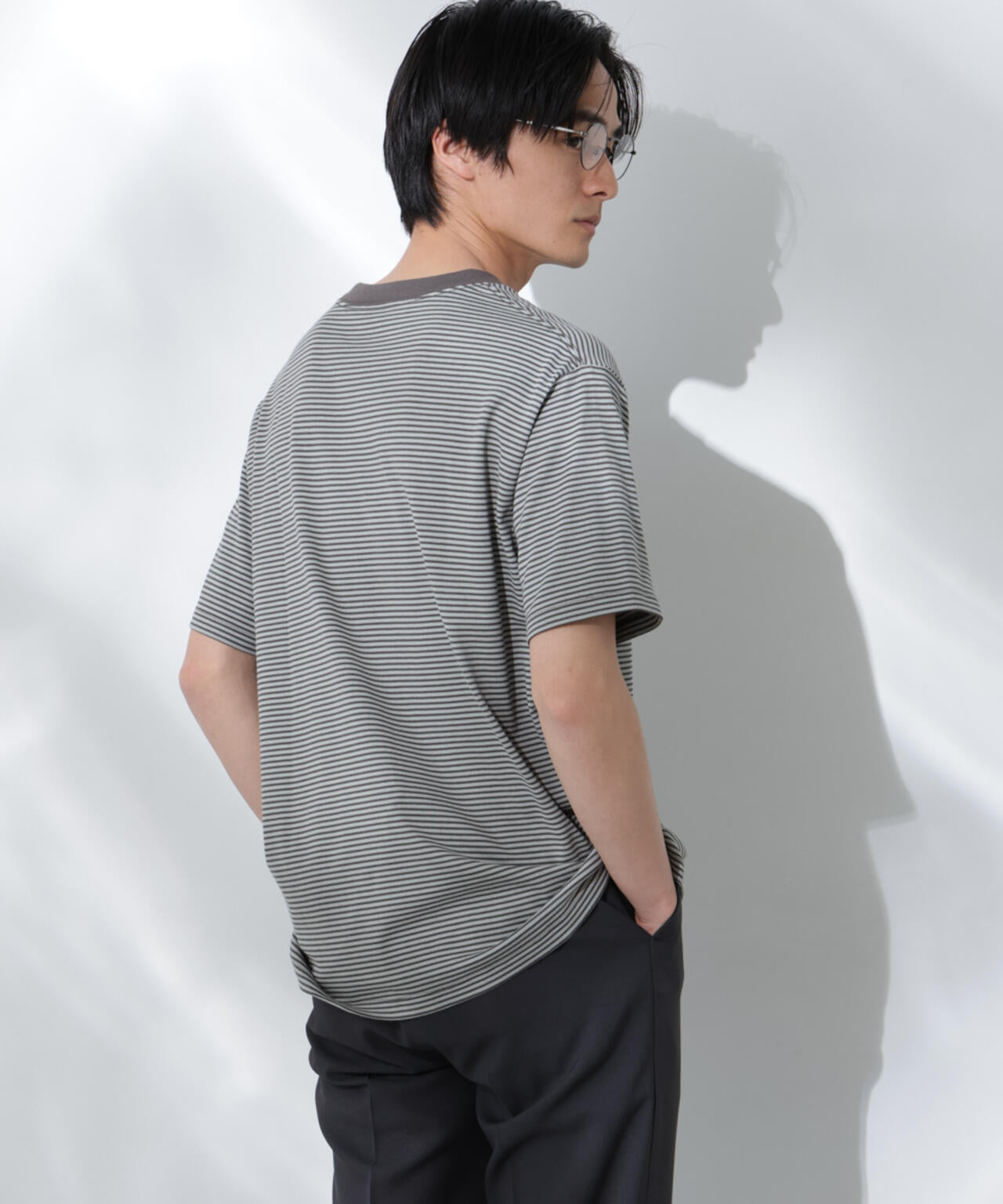 Anti Soaked(R) 汗染み防止 ボーダーミドルシルエットTシャツ