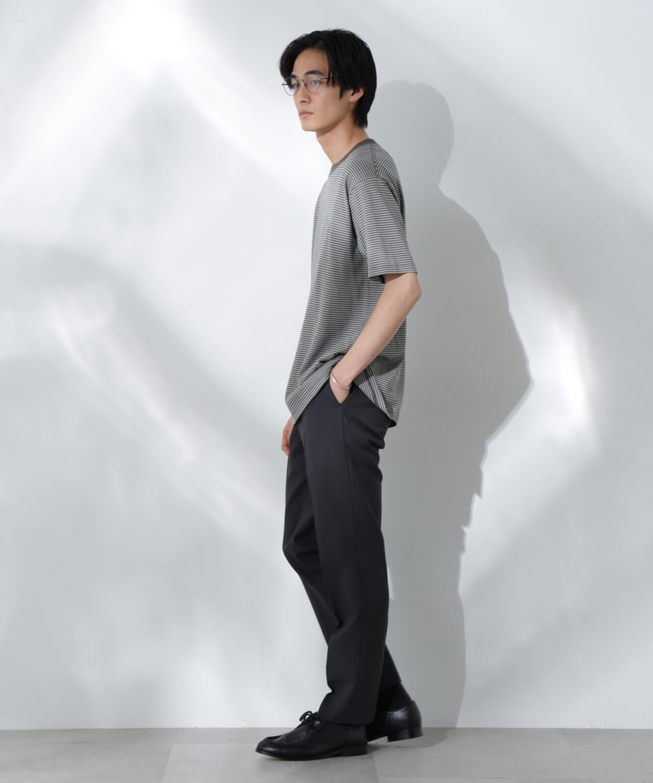 Anti Soaked(R) 汗染み防止 ボーダーミドルシルエットTシャツ
