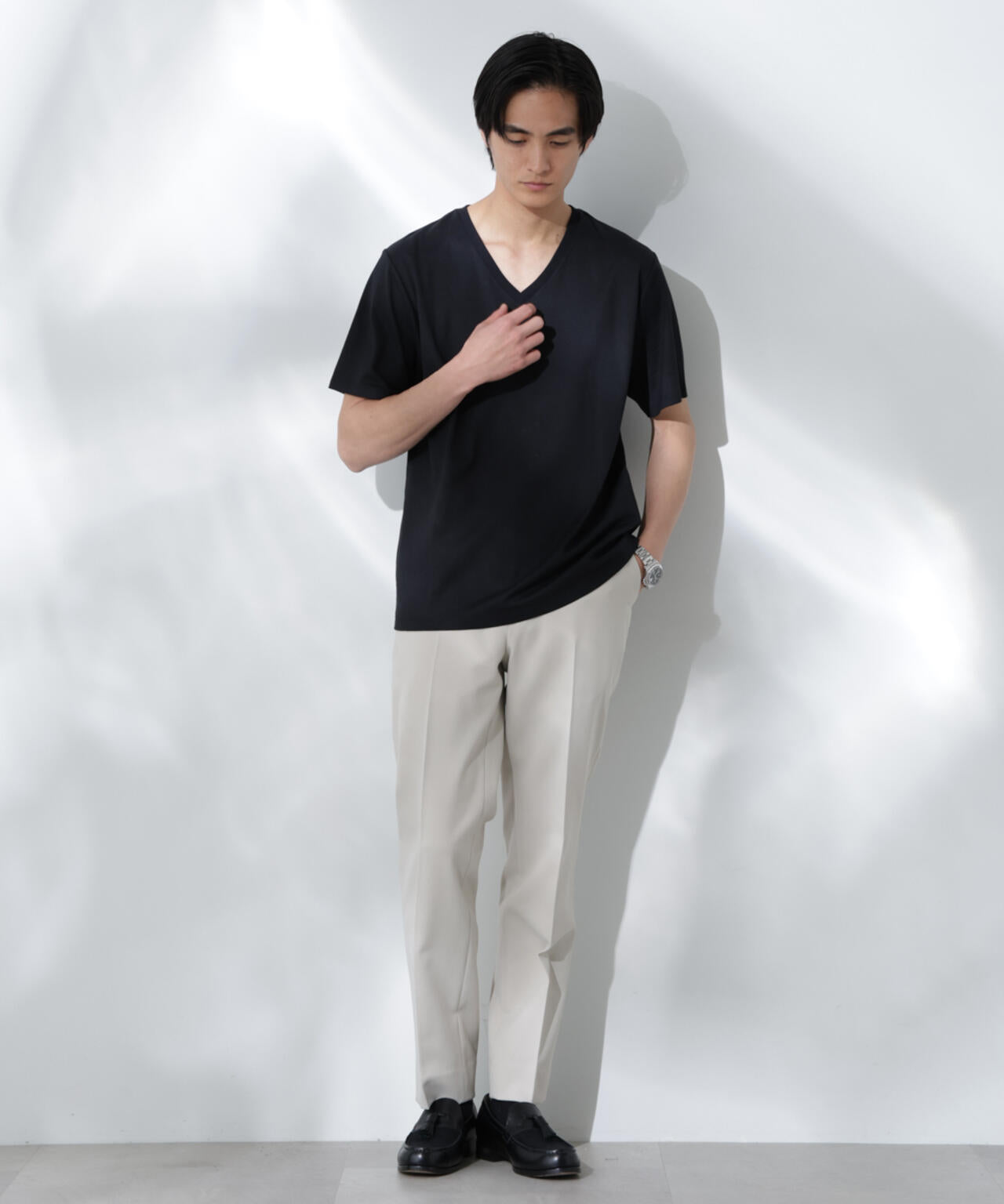 WEB限定/Anti Soaked(R) 汗染み防止 Vネック レギュラーシルエットTシャツ