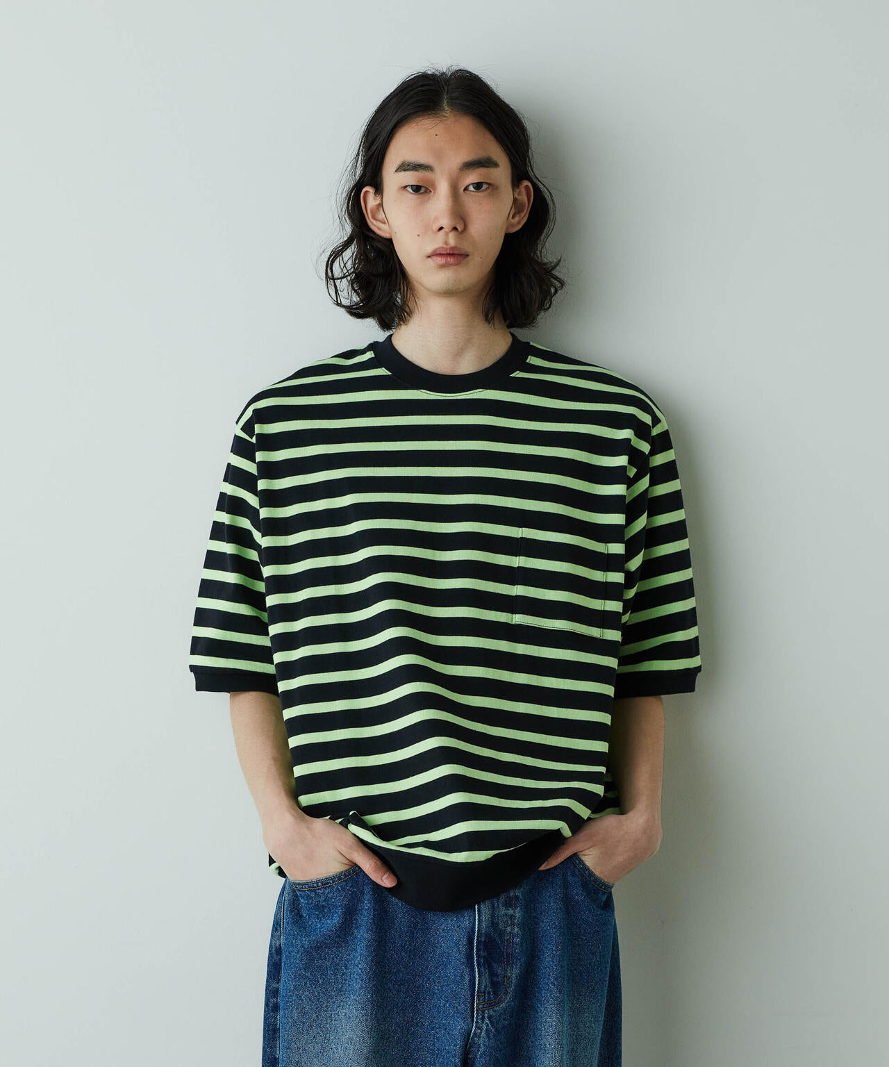 「HOTEL PALACE」オテルパラス ドライタッチバスクボーダールーズシルエットTシャツ
