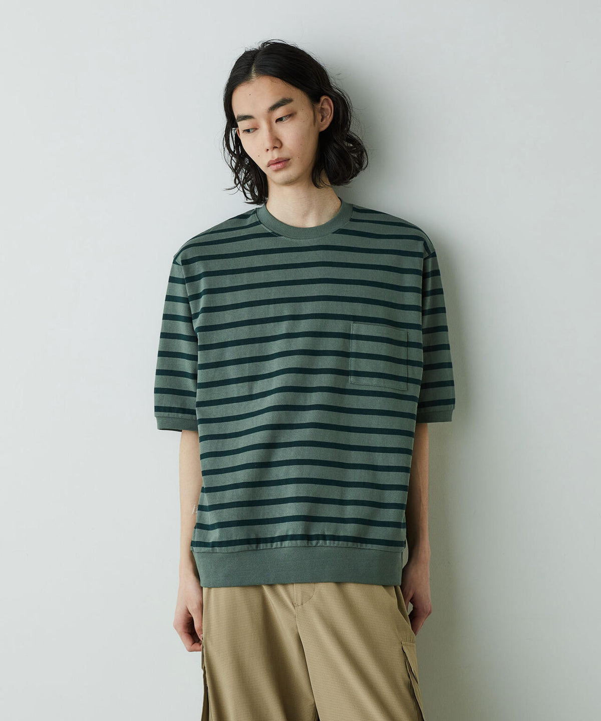 「HOTEL PALACE」オテルパラス ドライタッチバスクボーダールーズシルエットTシャツ