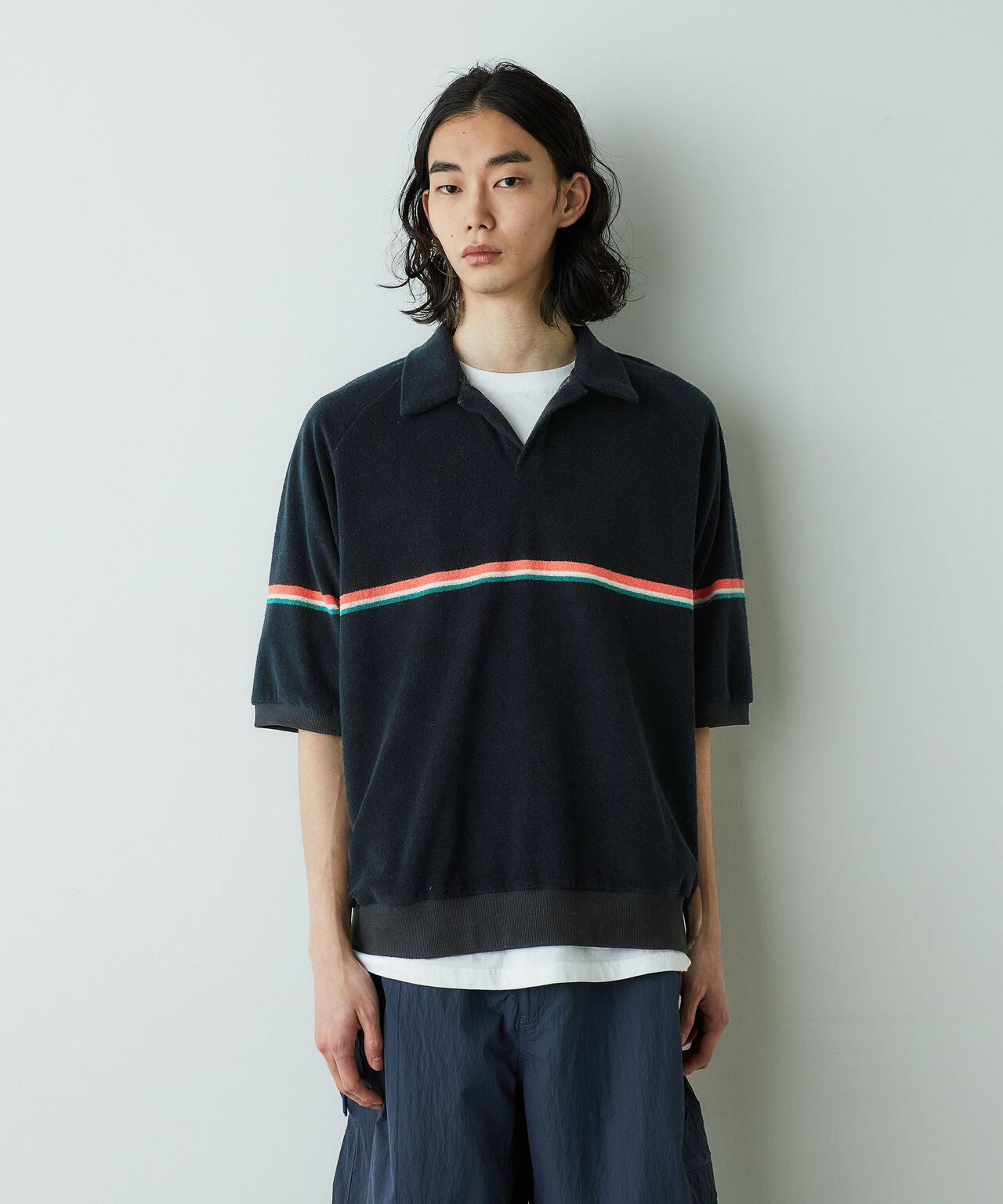 「HOTEL PALACE」オテルパラス レトロボーダーパイルスキッパーシャツ