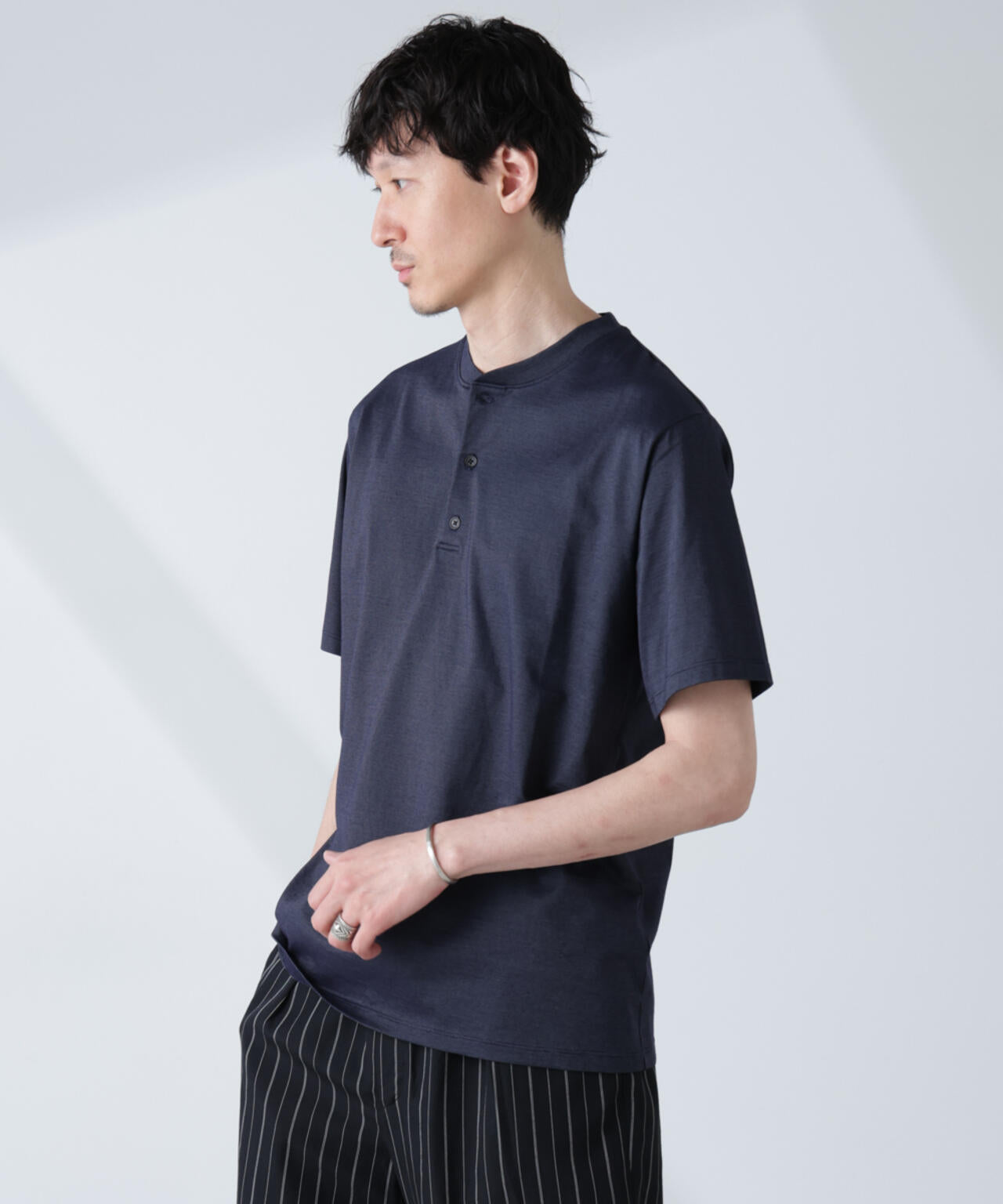 ソラーロライトストレッチヘンリーネックTシャツ(セットアップ可)