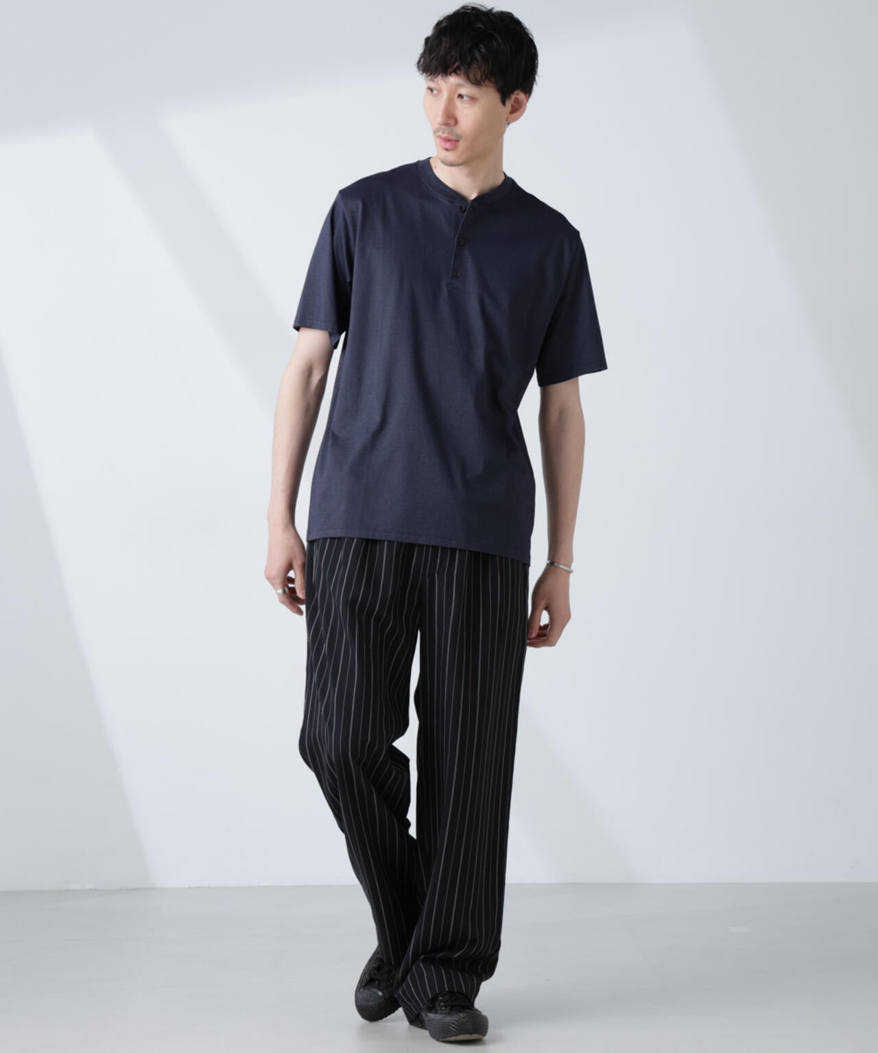 ソラーロライトストレッチヘンリーネックTシャツ(セットアップ可)