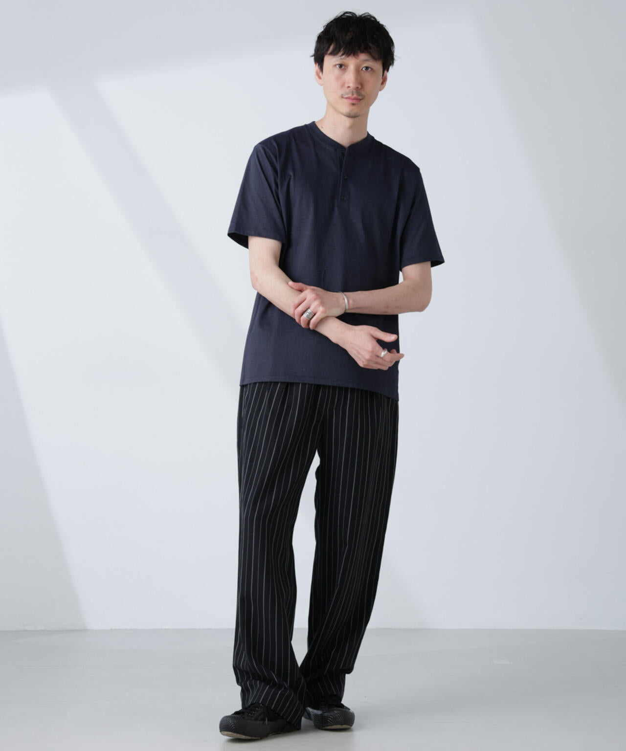 ソラーロライトストレッチヘンリーネックTシャツ(セットアップ可)