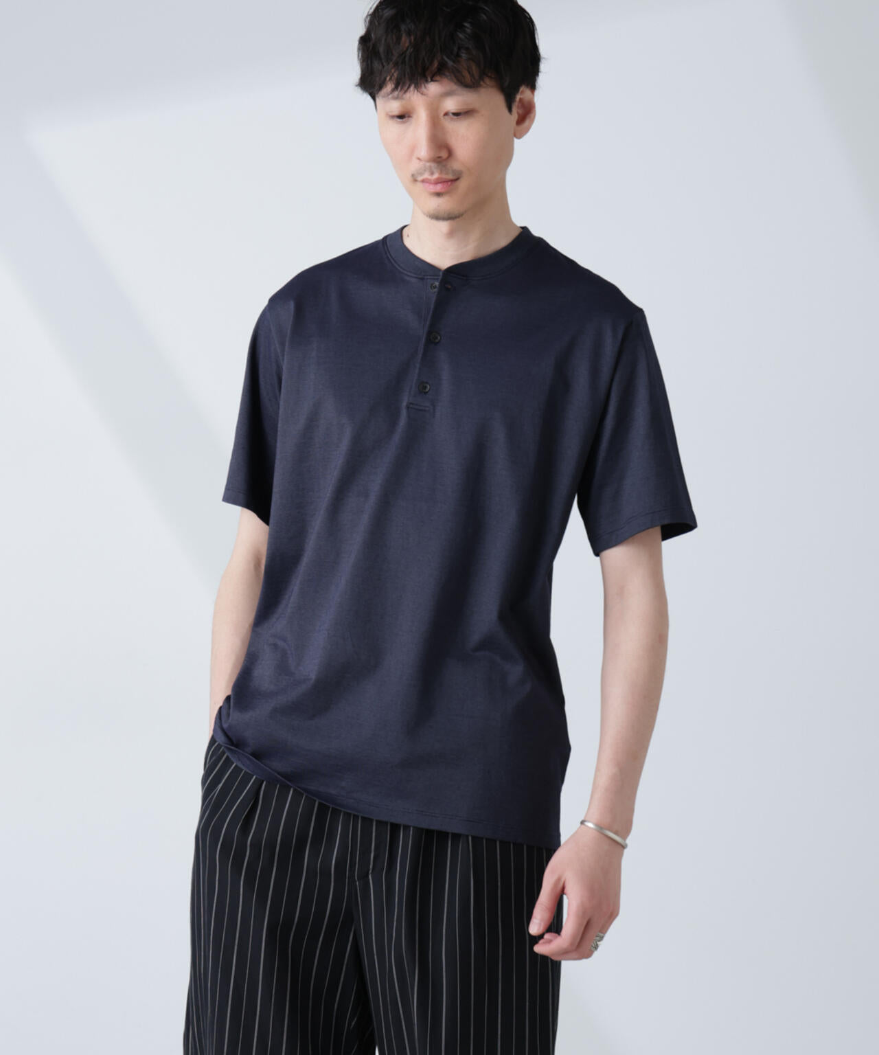 ソラーロライトストレッチヘンリーネックTシャツ(セットアップ可)