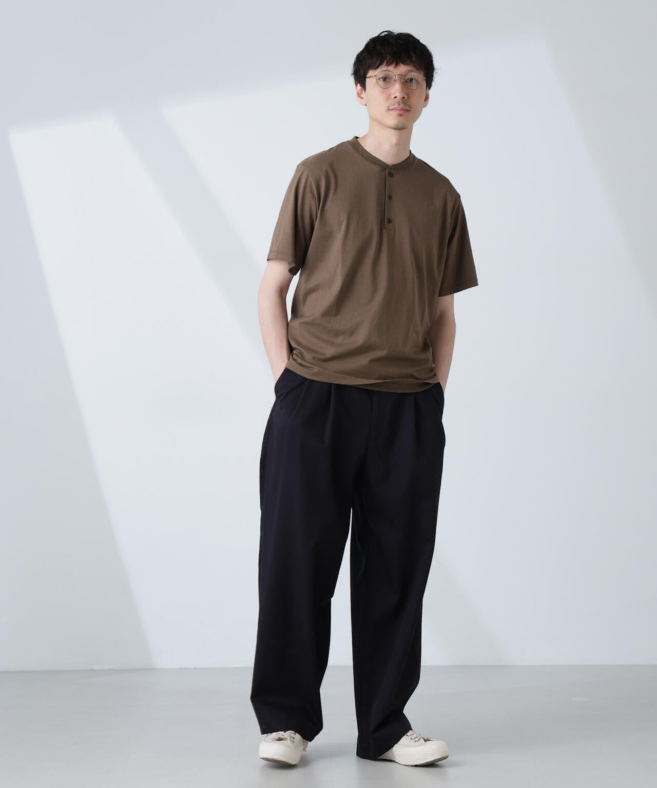 ソラーロライトストレッチヘンリーネックTシャツ(セットアップ可)