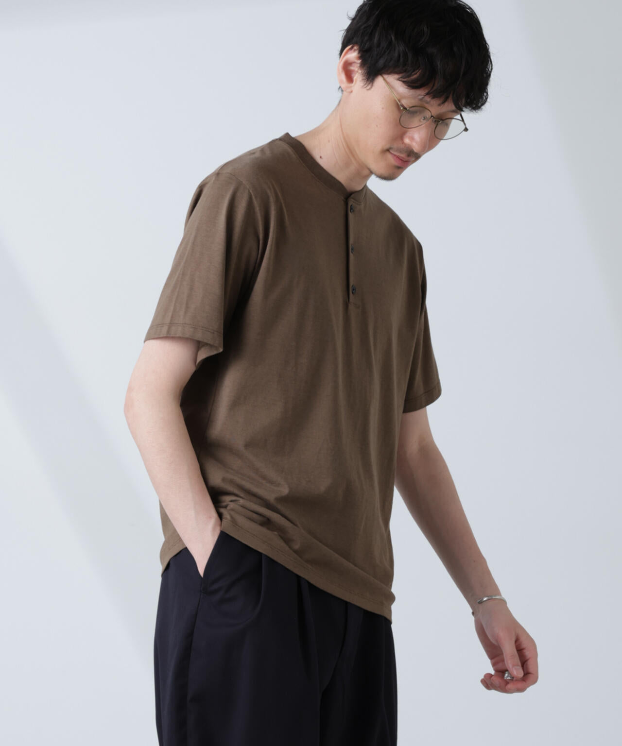 ソラーロライトストレッチヘンリーネックTシャツ(セットアップ可)