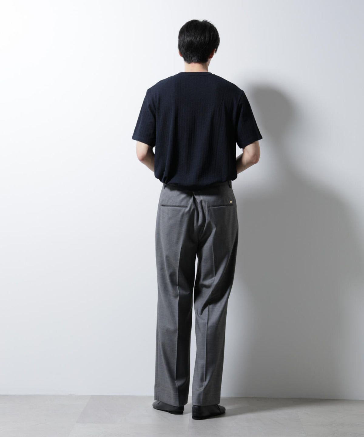 「Damerino」ヘリンボンクルーネックTシャツ/防シワ・吸水速乾・UVカット