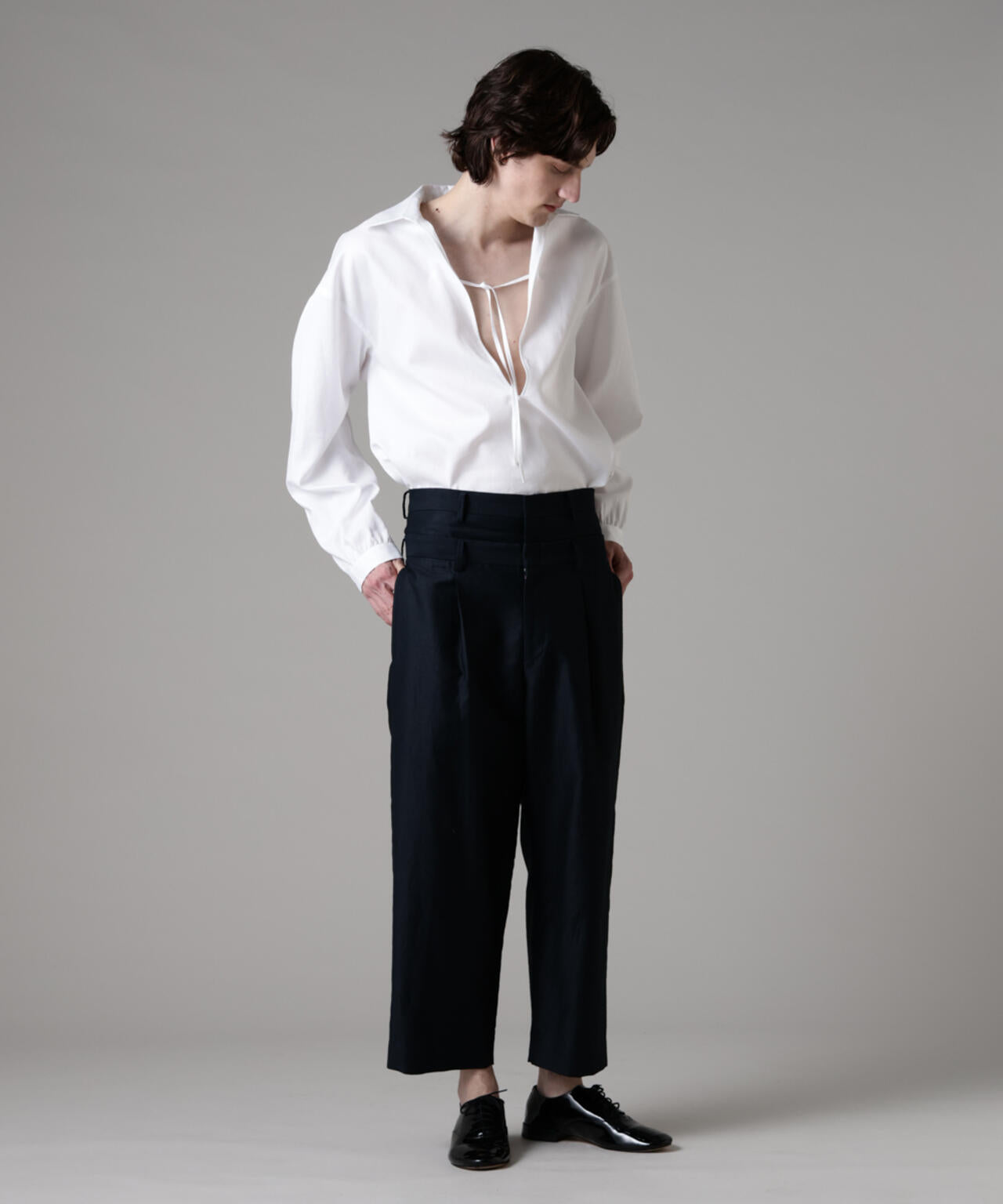 「ASSEMBLANC」リネンブレンドマーベルトパンツ