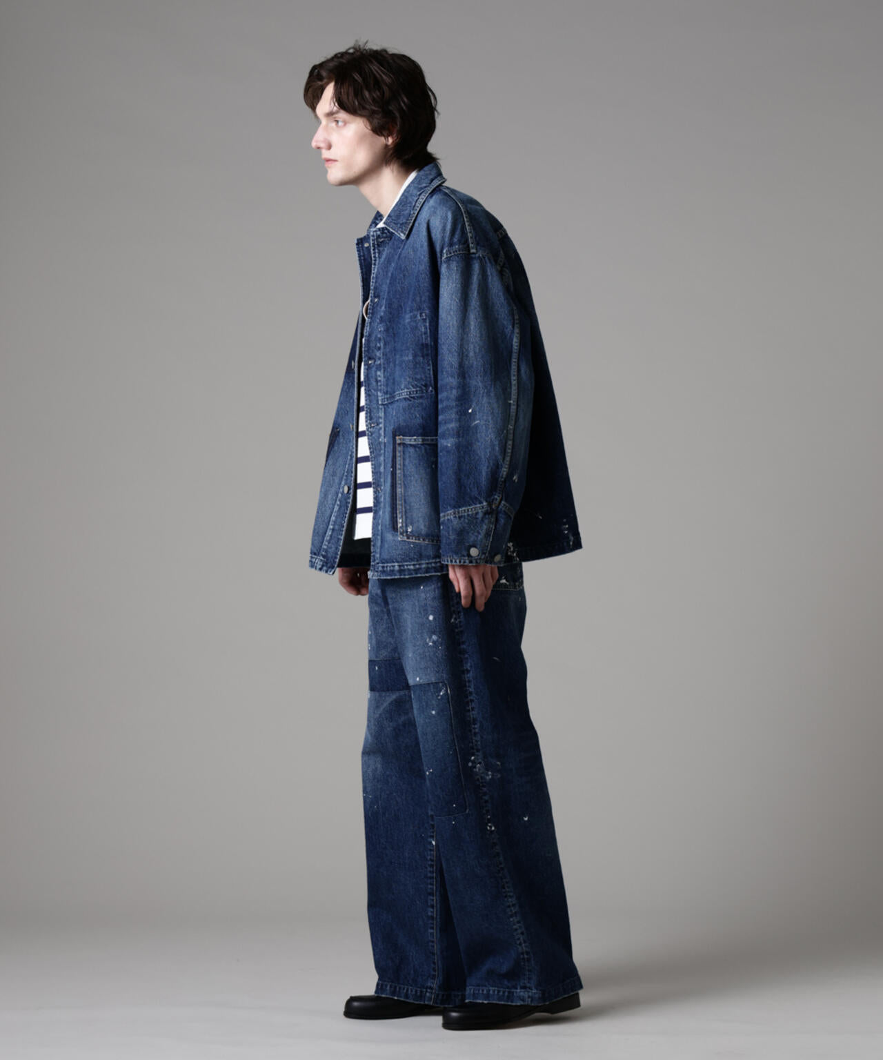 「ASSEMBLANC」リメイクワイドデニムパンツ(セットアップ可)