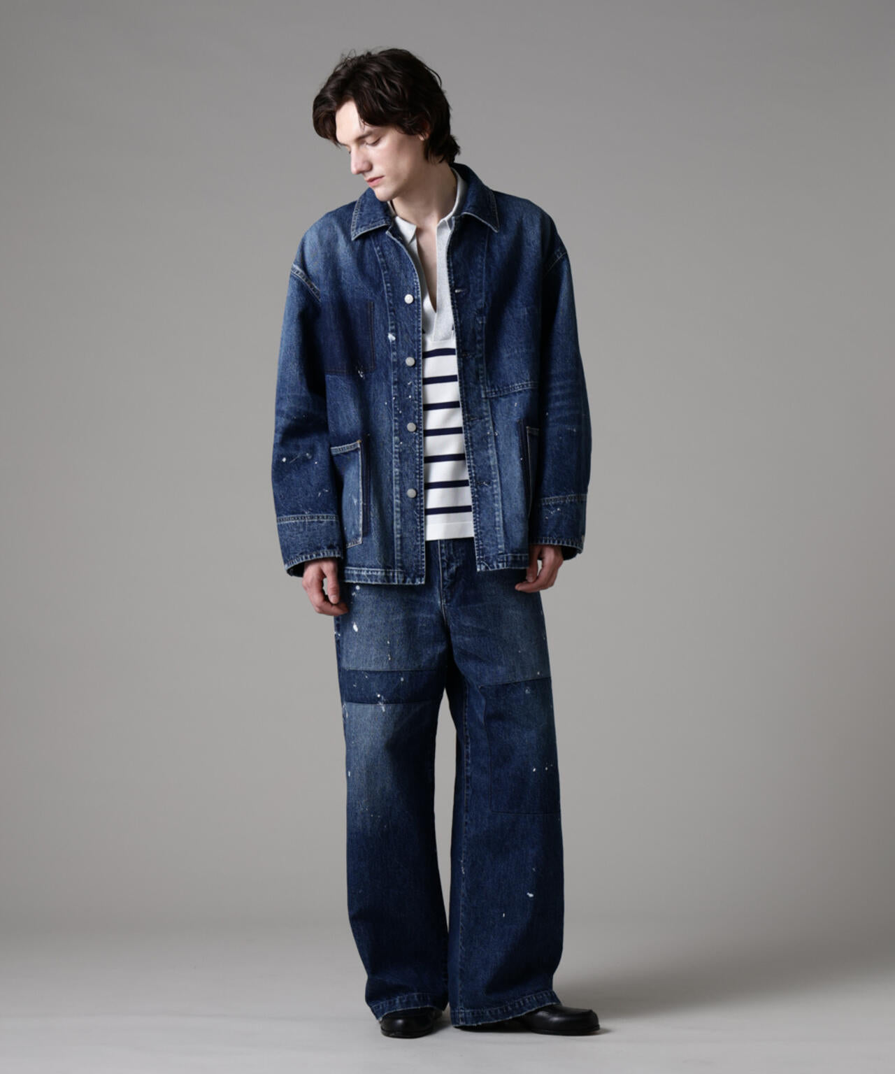 「ASSEMBLANC」リメイクワイドデニムパンツ(セットアップ可)