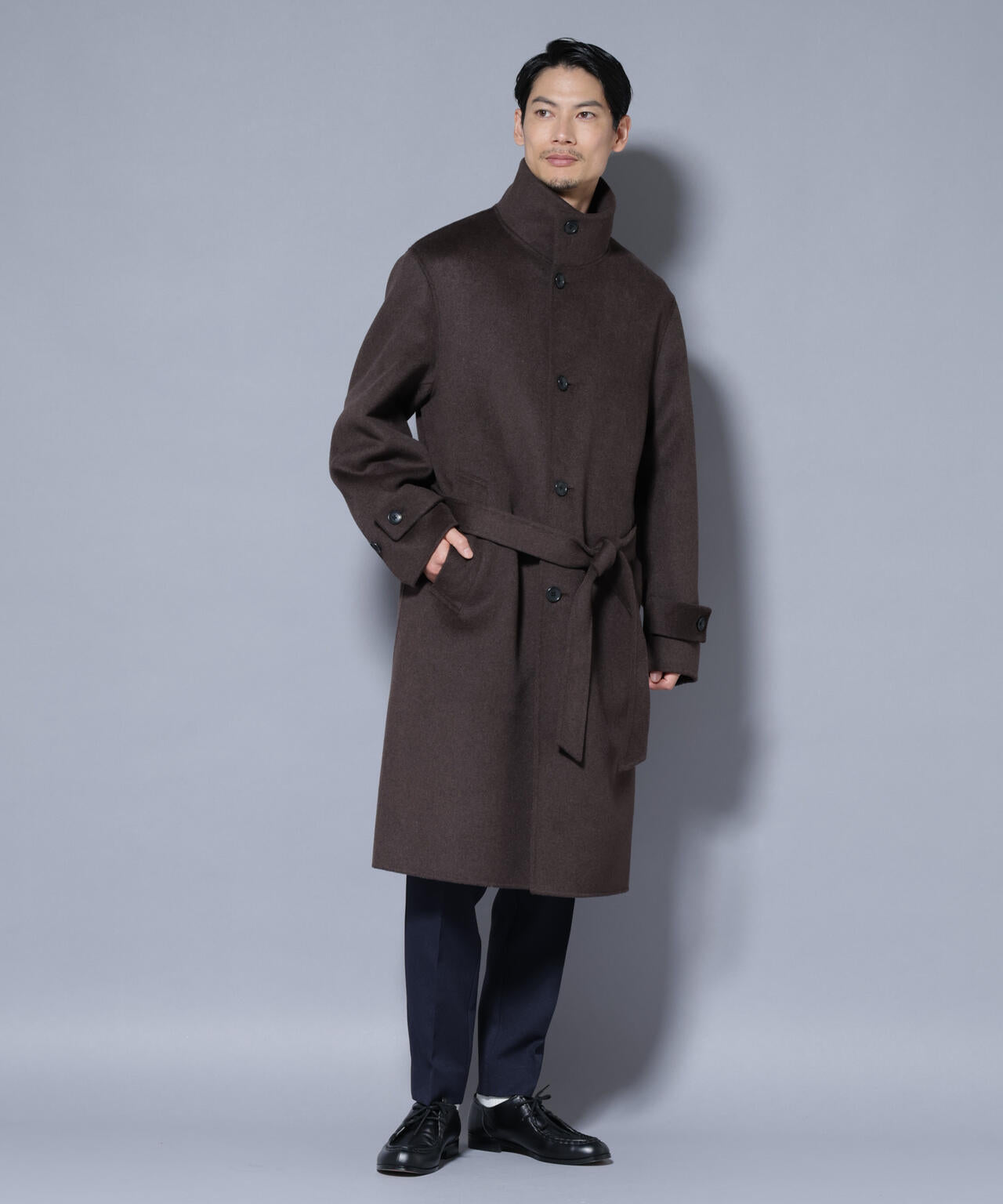 ウールリバースタンドベルテッドコート