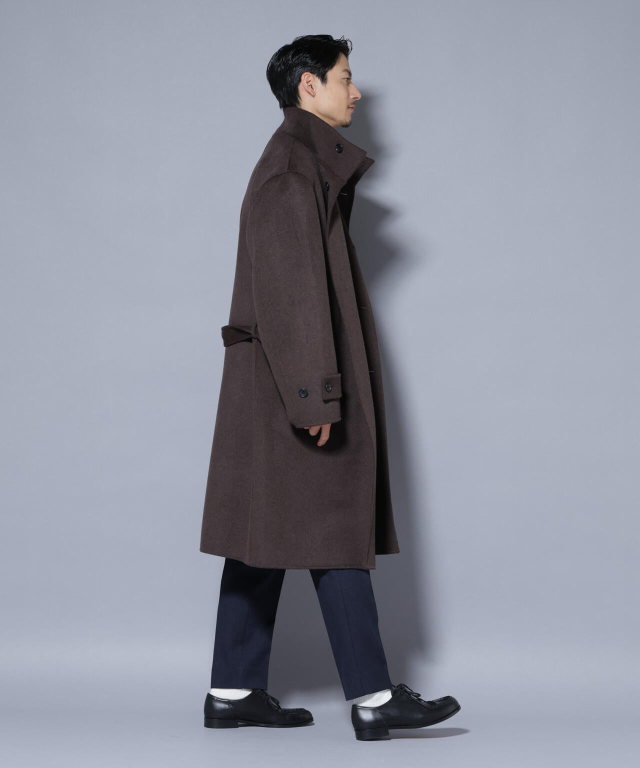 ウールリバースタンドベルテッドコート