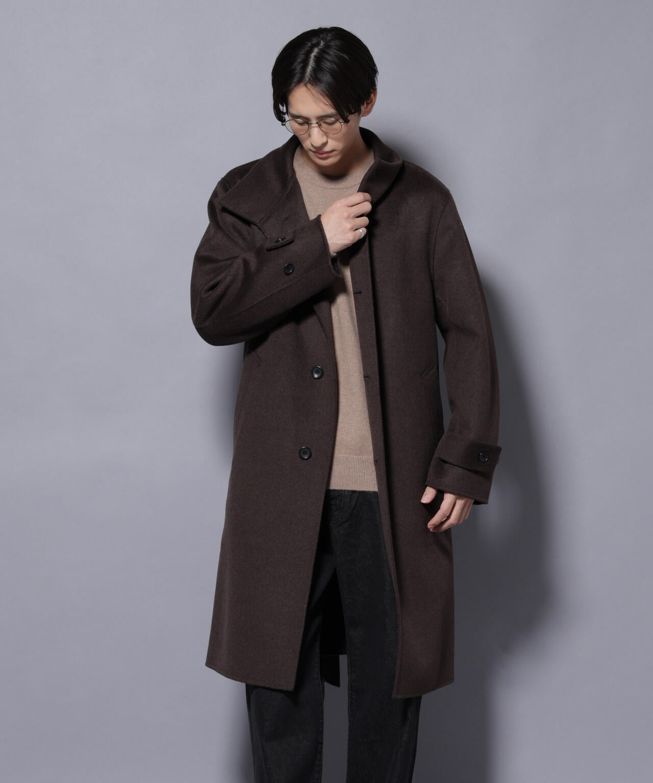 ウールリバースタンドベルテッドコート