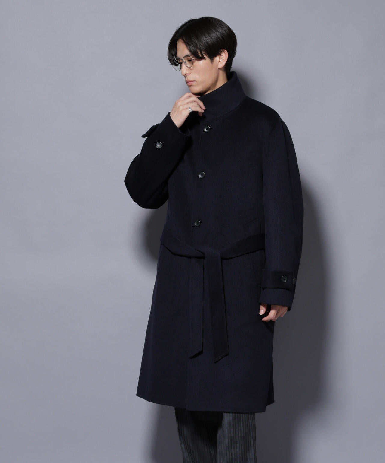 ウールリバースタンドベルテッドコート