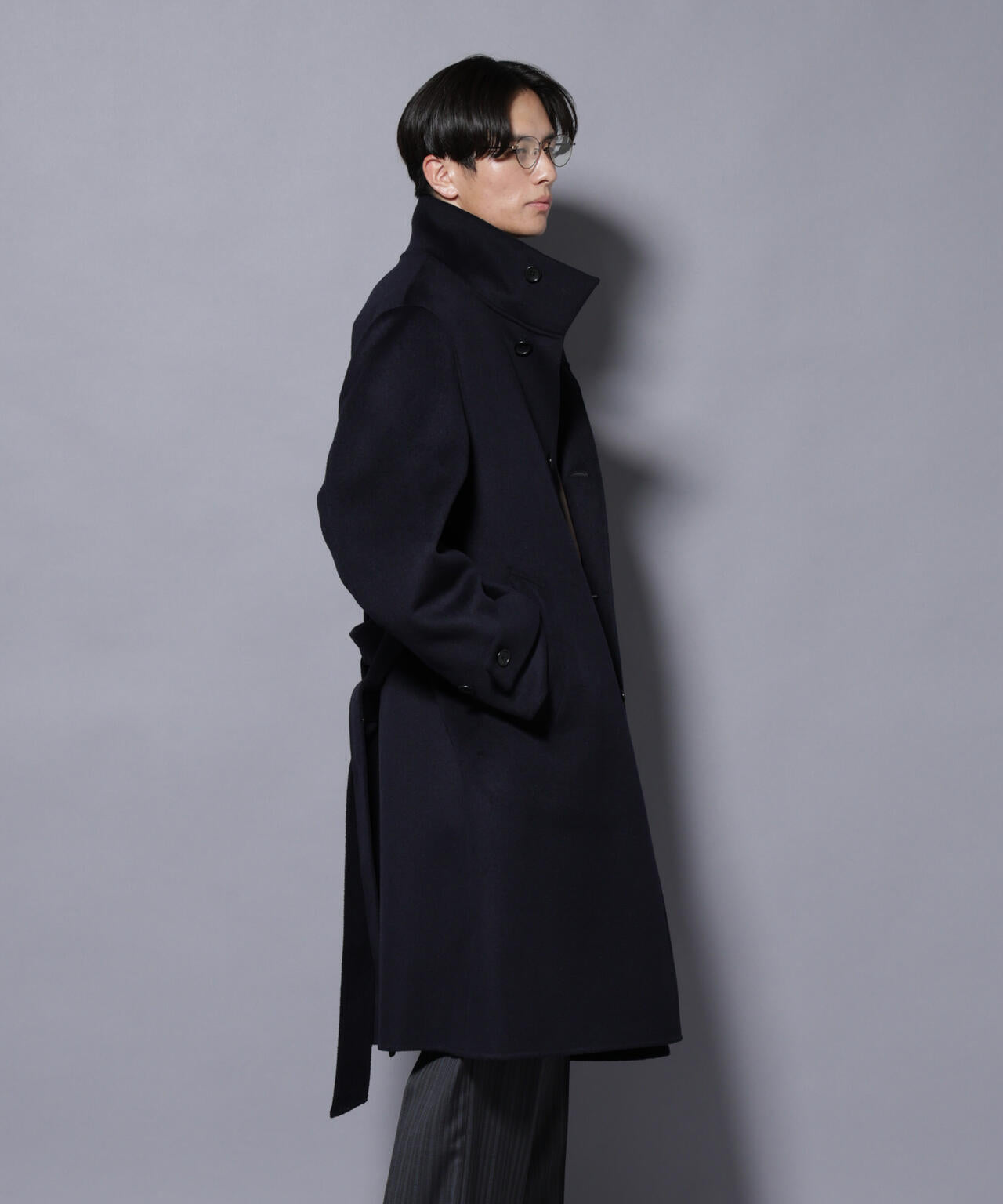 ウールリバースタンドベルテッドコート