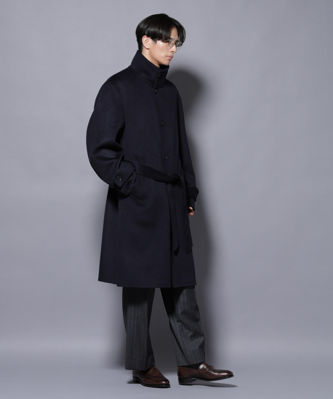 ウールリバースタンドベルテッドコート