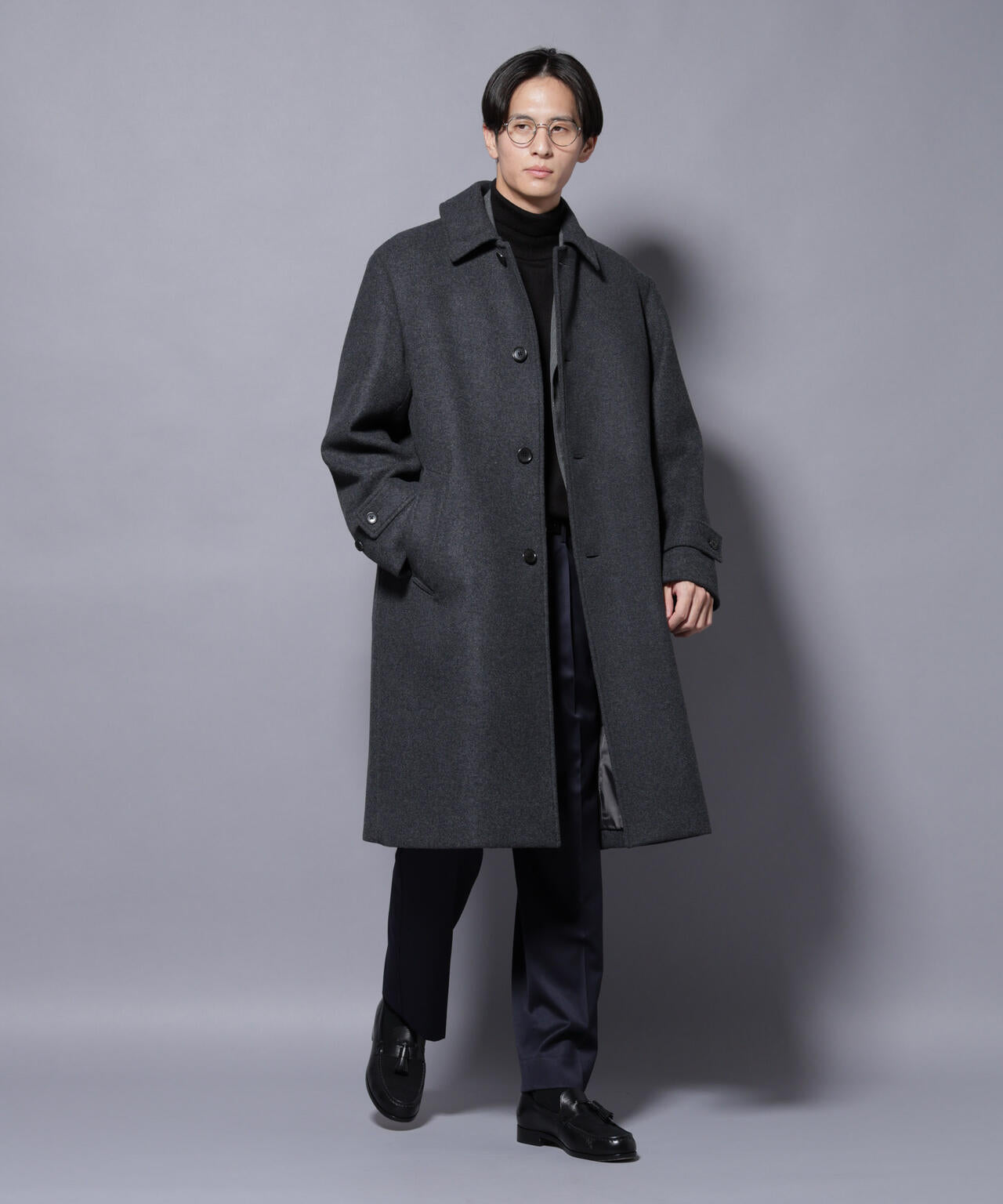 ウールカシミヤメルトンシングルコート