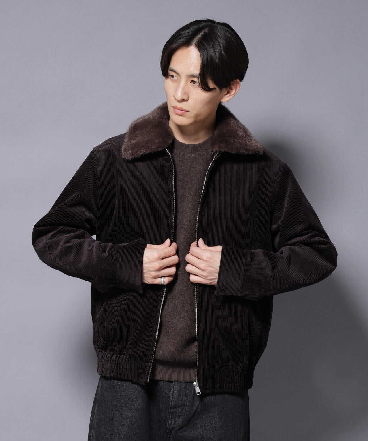 アタッチドカラー コットンコーデュロイブルゾン