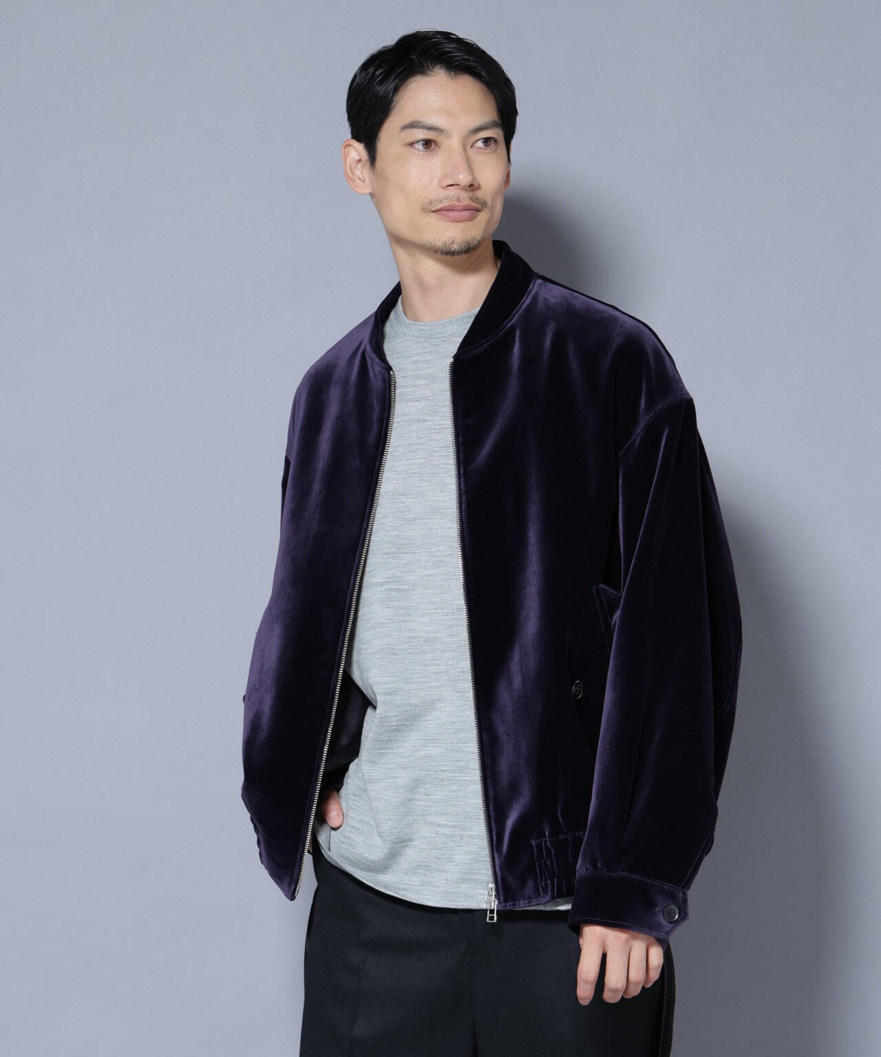 「ASSEMBLANC」 コットンシルクベルベットブルゾン