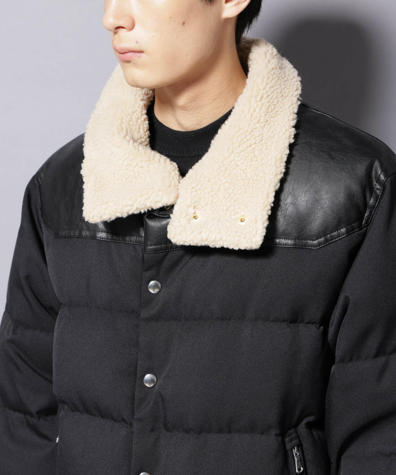 「西川ダウン(R)」ボアカラーサージショートダウン