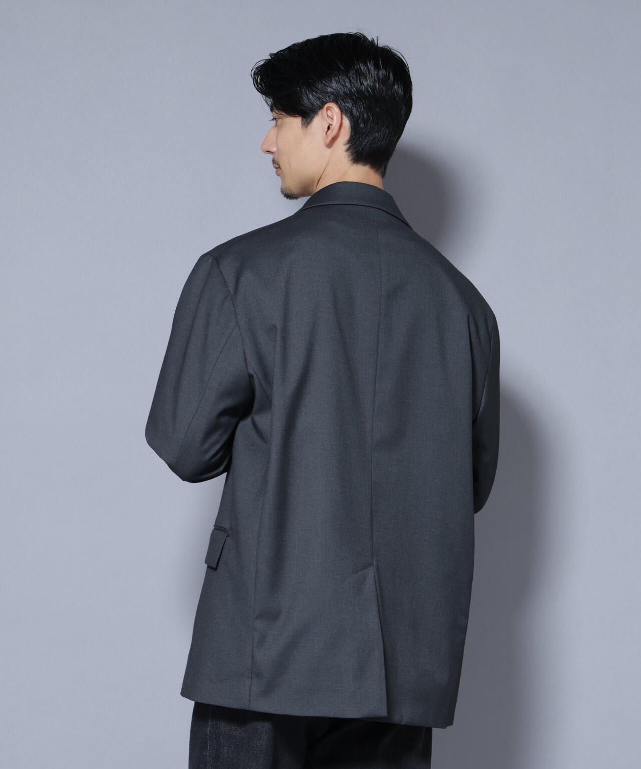 DELEGANTEエアリーサキソニー グリッターストライプテーラードジャケット(セットアップ可)