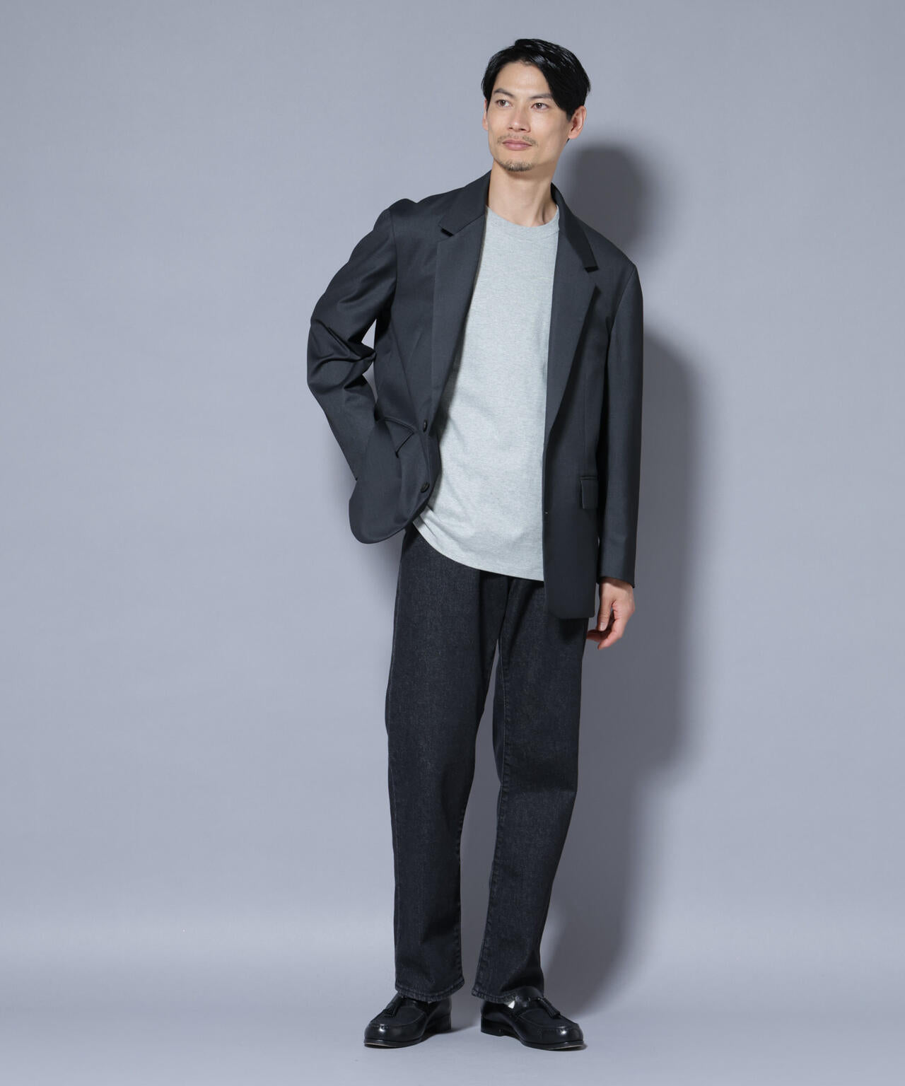 DELEGANTEエアリーサキソニー グリッターストライプテーラードジャケット(セットアップ可)