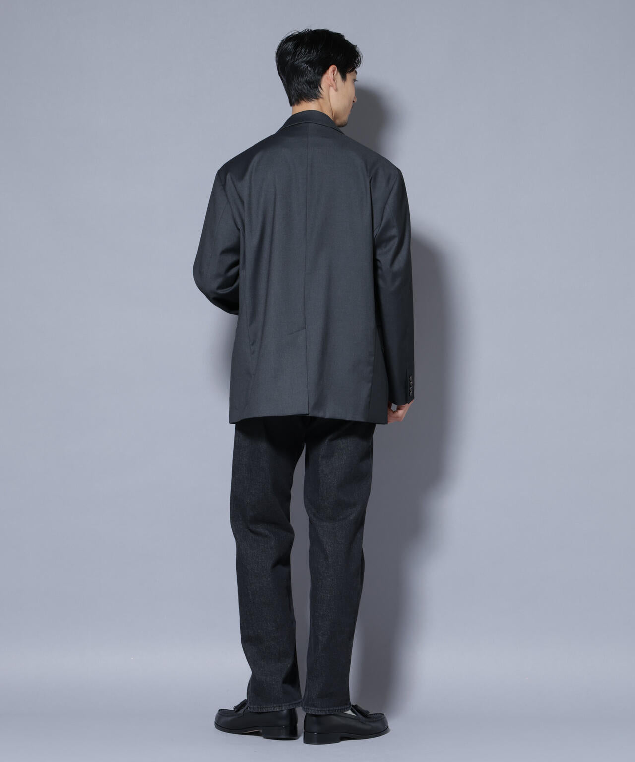 DELEGANTEエアリーサキソニー グリッターストライプテーラードジャケット(セットアップ可)