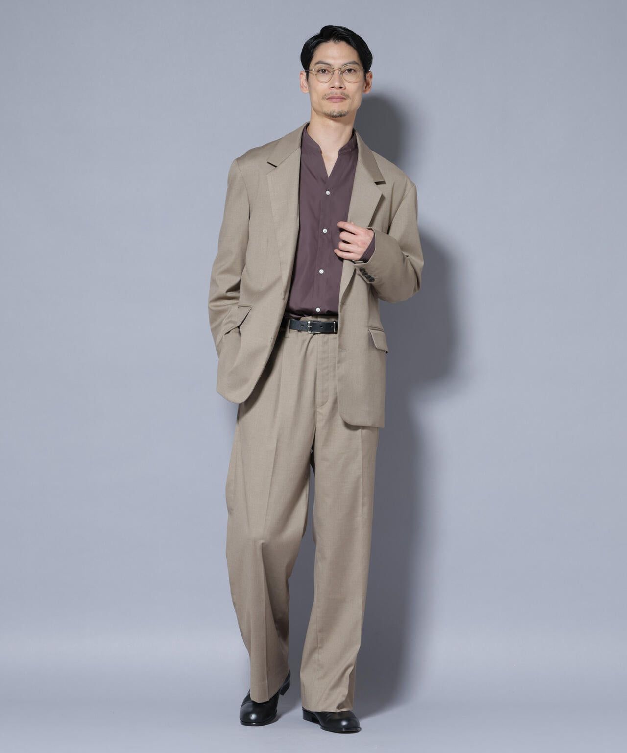 DELEGANTEエアリーサキソニー グリッターストライプテーラードジャケット(セットアップ可)