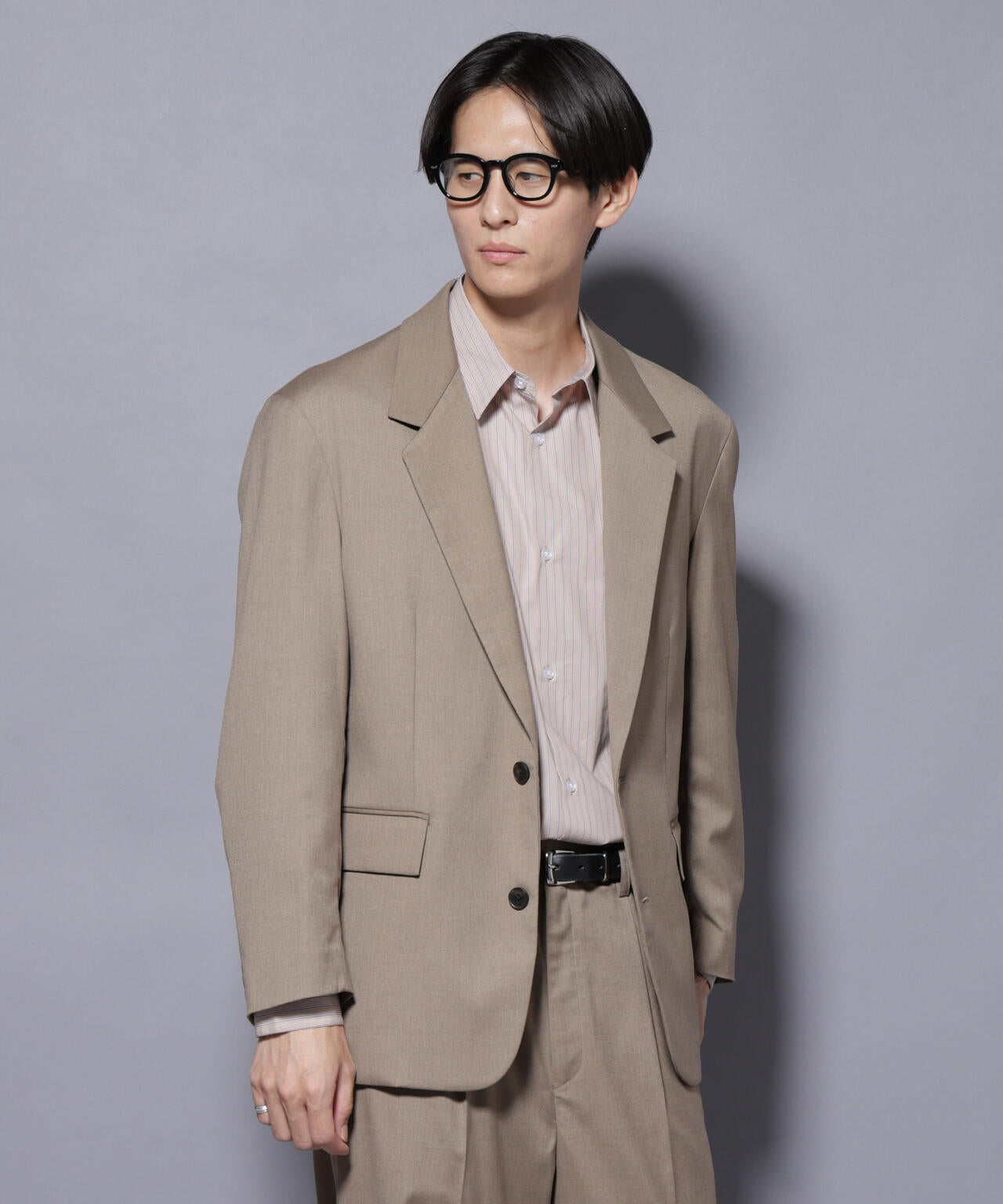 DELEGANTEエアリーサキソニー グリッターストライプテーラードジャケット(セットアップ可)