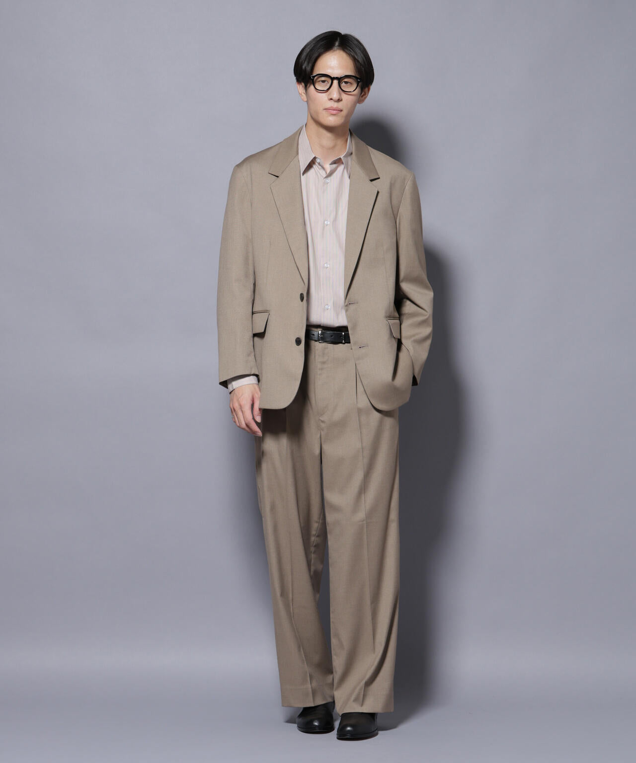 DELEGANTEエアリーサキソニー グリッターストライプテーラードジャケット(セットアップ可)