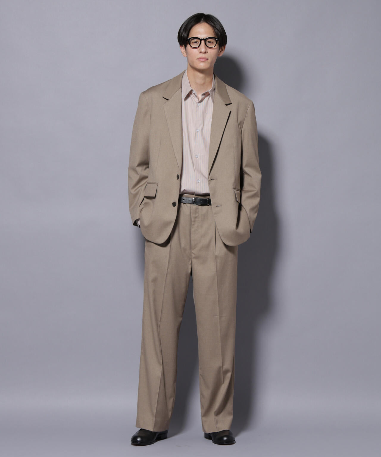 DELEGANTEエアリーサキソニー グリッターストライプテーラードジャケット(セットアップ可)