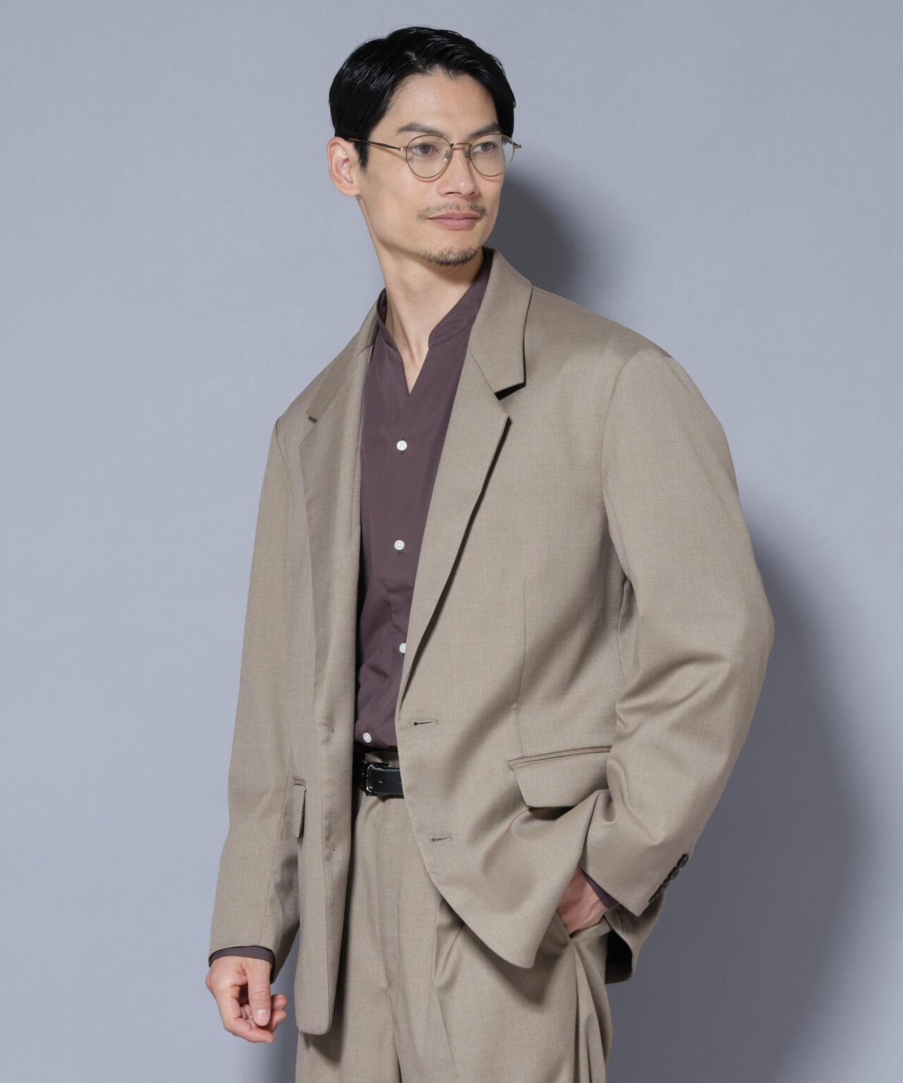 DELEGANTEエアリーサキソニー グリッターストライプテーラードジャケット(セットアップ可)