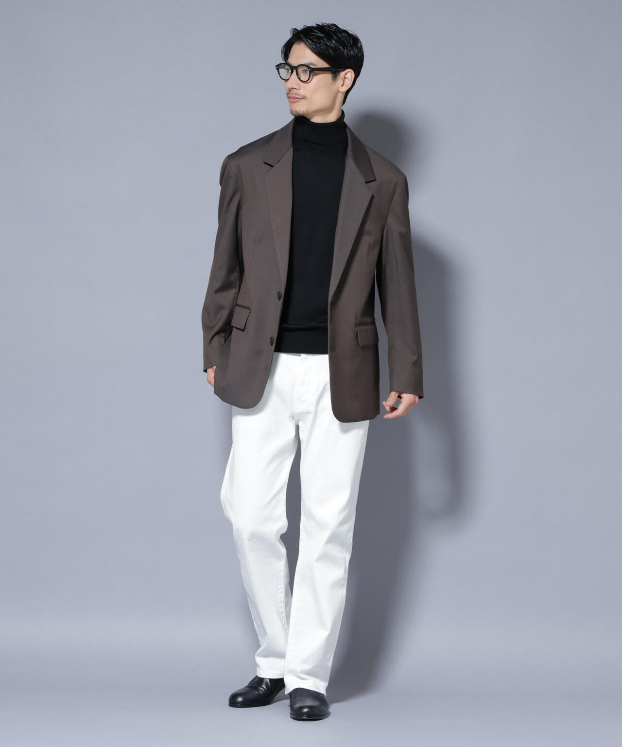 DELEGANTEエアリーサキソニー グリッターストライプテーラードジャケット(セットアップ可)