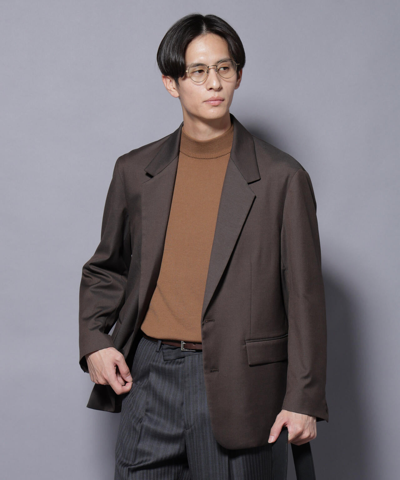 DELEGANTEエアリーサキソニー グリッターストライプテーラードジャケット(セットアップ可)