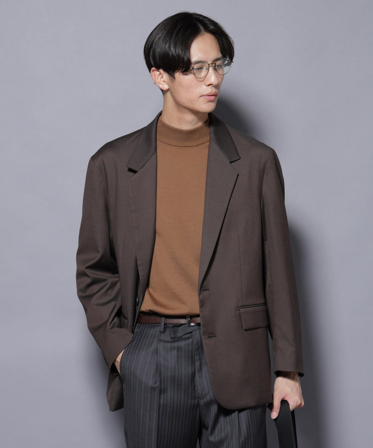 DELEGANTEエアリーサキソニー グリッターストライプテーラードジャケット(セットアップ可)