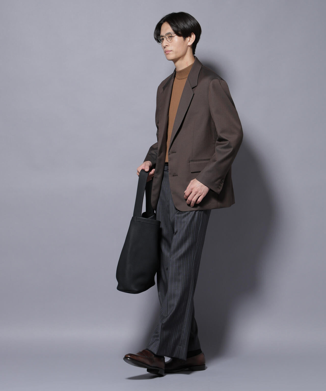 DELEGANTEエアリーサキソニー グリッターストライプテーラードジャケット(セットアップ可)