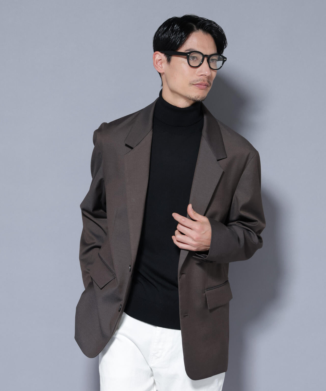 DELEGANTEエアリーサキソニー グリッターストライプテーラードジャケット(セットアップ可)